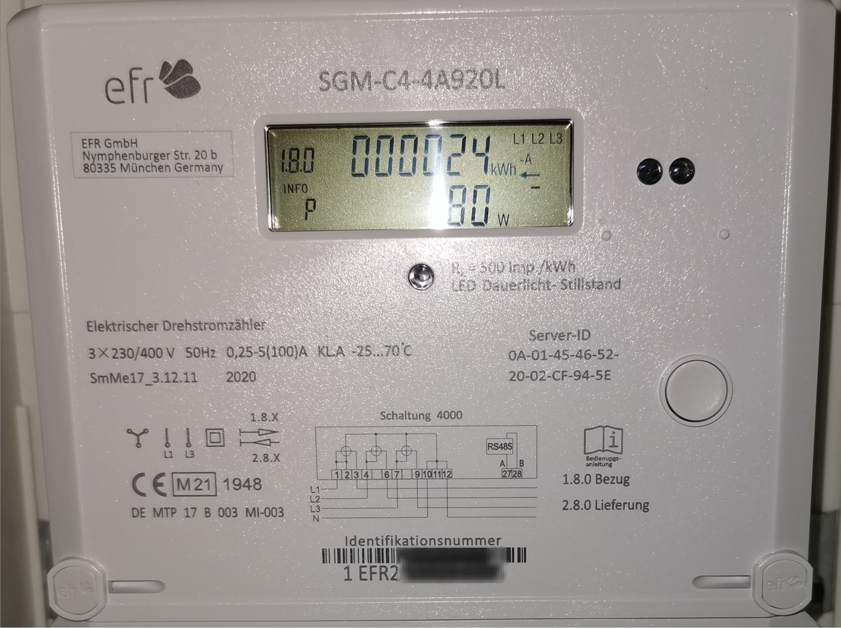 Hausstromz&auml;hler mit Wirkleistungsanzeige